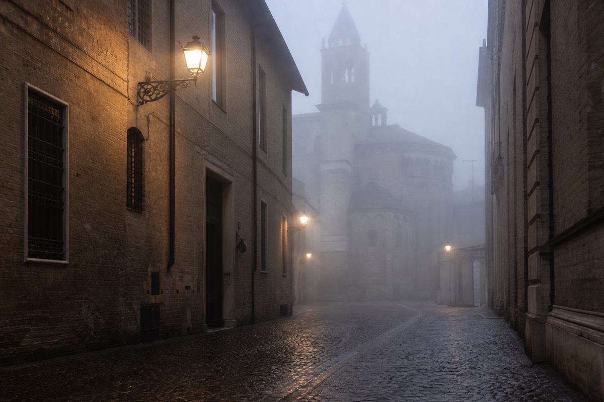 Fog over the Po Valley near Parma in winter