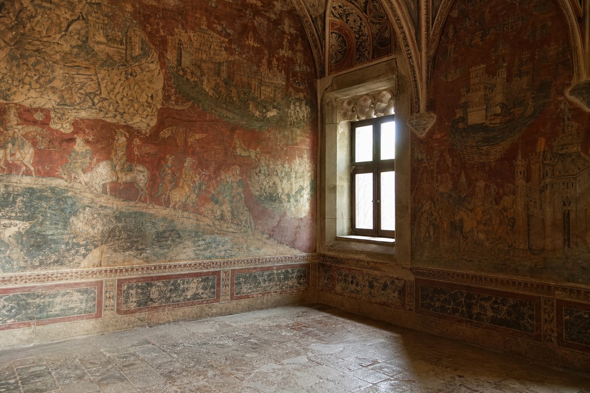 The frescoed Camera d'Oro inside Castello di Torrechiara